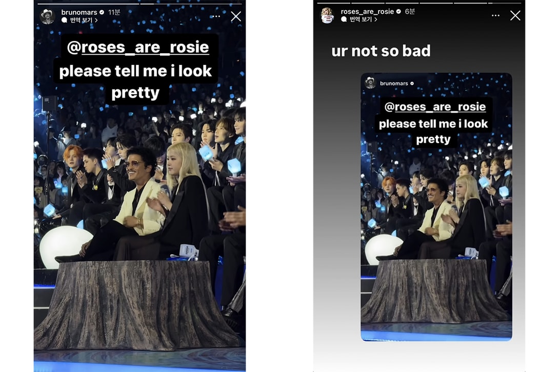 Rosé（朴彩英）与Bruno Mars（布鲁诺·马尔斯：火星哥）于MAMA后上演可爱互动：合作新歌《number one girl》掀起新热潮